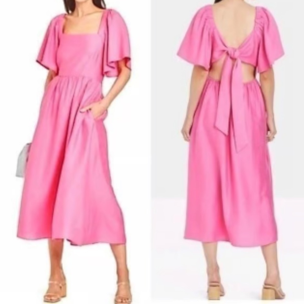 A New Day Pink Sundress with Flutter Sleeves